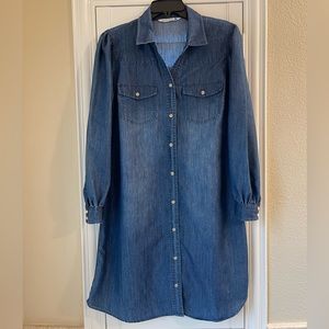 Given Kale shirtdress size L Large cotton-blend blue denim chambray